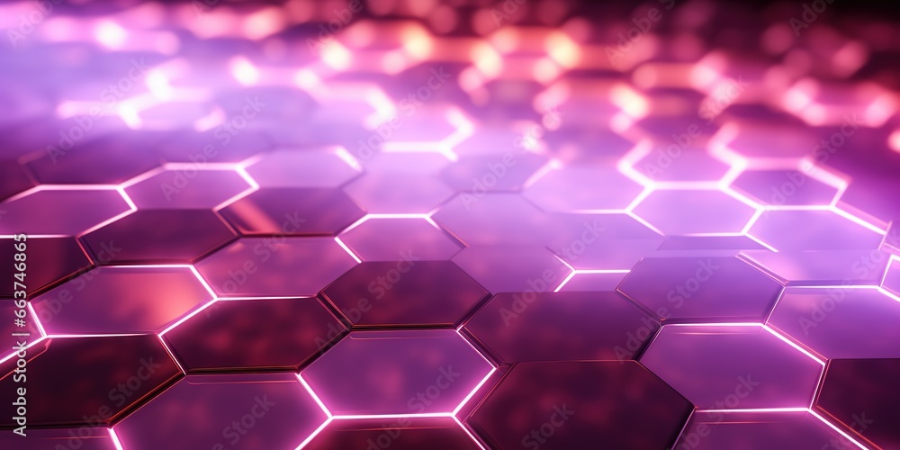 Poster abstract background hexagon pattern with glowing lights