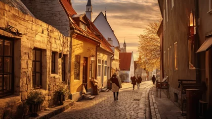 Fotobehang Smal steegje Estonia saiakang street in tallinn's old town.
