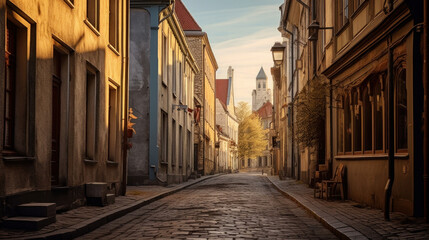 Estonia saiakang street in tallinn's old town. - obrazy, fototapety, plakaty