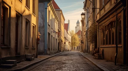 Keuken spatwand met foto Estonia saiakang street in tallinn's old town. © tong2530