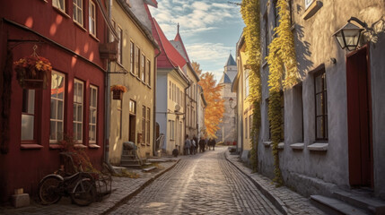 Obraz premium Estonia saiakang street in tallinn's old town.