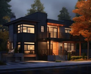 Design of a 2-story house, residential building, luxurious, beautiful style.