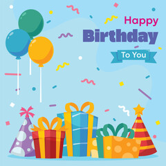Birthday Cake Gift Illustration Card