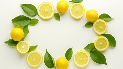 Round frame made with juicy lemons round frame isolated on white background	