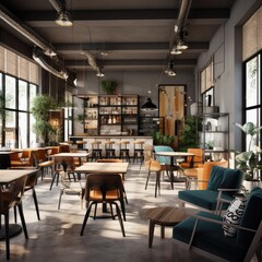 Fototapeta na wymiar modern café interior design