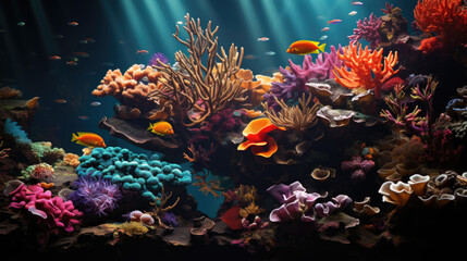 Fototapeta na wymiar Generative ai illustration of Reef tank marine aquarium