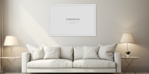 White blank poster mockup in living, scandinavian style