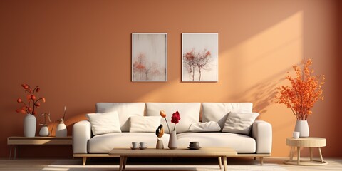 White color wall mock warm tones