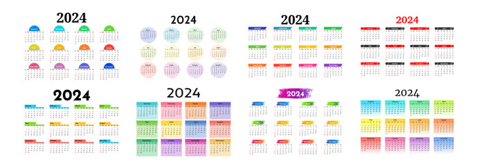 Fototapeta na wymiar Calendar for 2024 isolated on a white background