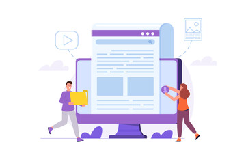 Website appearance, web design, web developing  concept. Vector illustrations for banner, website, landing page, flyer.