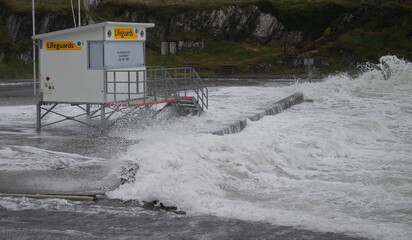 Storm Waves Batter Lifeguard Station