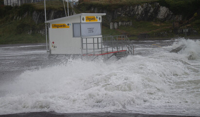 Storm Waves Batter Lifeguard Station