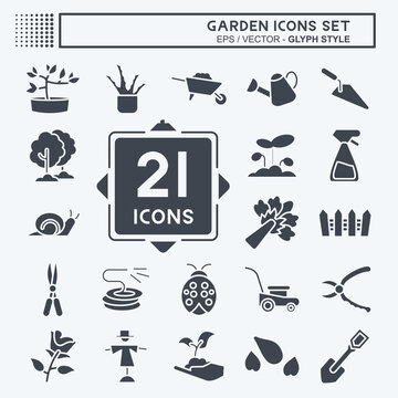 Icon Set Garden. suitable for Garden symbol. glyph style. simple design editable. design template vector. simple illustration