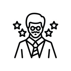 Black line icon for employee 