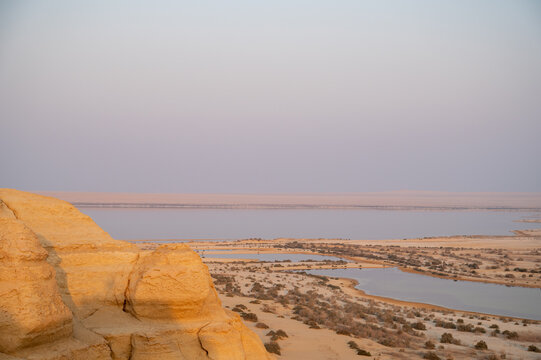 Magic lake Fayoum - Landscape view at Fayoum Egypt desert