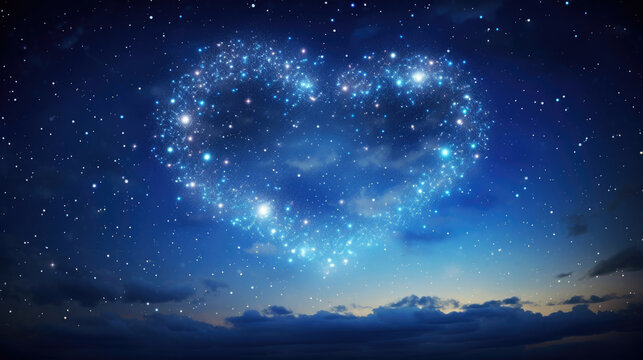 sky with heart shaped stars