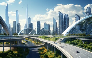 Fototapeta premium futuristic city landscape