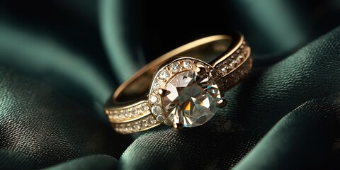 close-up photo of a luxurious ring decorated with luxurious gems. Generative AI - obrazy, fototapety, plakaty
