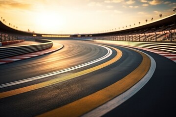 A racing track with twisting traffic. Blurred background, bokeh. The concept of racing and fast driving.