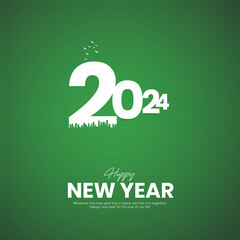 Happy New Year 2024. New Year creative design for social media ads. 2024 New Year