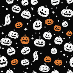 illustration Pumpkin Halloween seamless pattern