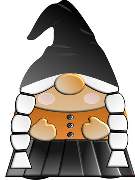 Female gnomo - witch - autumn -  thanksgiving - great for website, email, greeting card, presentation, postcard, book, t-shirt, sweatshirt, sticker, book, printables, sublimation, cricut, silhouet
