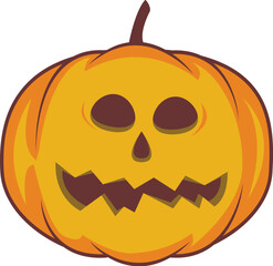 Halloween pumpkin isolated on white, cartoon style
