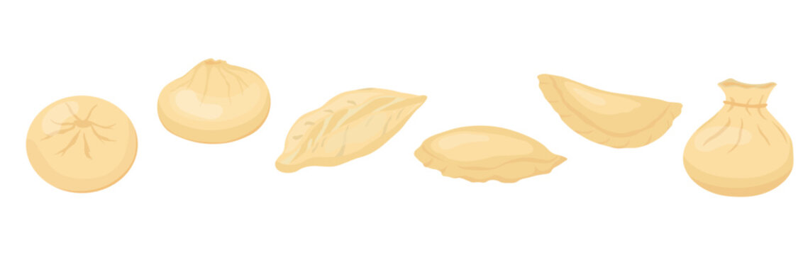  Dim Sum . Traditional Chinese dumplings. Kawaii asian food. Vector stock illustration. dumplings. isolated on white. Asian traditional cuisine. 