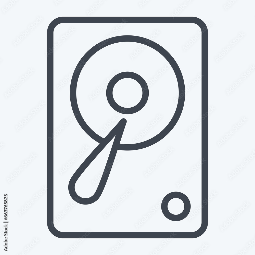 Poster icon hardisk. suitable for computer components symbol. line style. simple design editable. design te