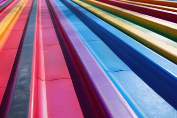 a close-up of multi-lane slide in vibrant shades