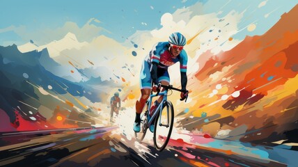 Dynamic Cycling Sport Flat Style Graphics - obrazy, fototapety, plakaty