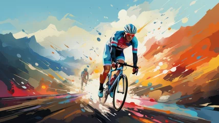 Foto op Canvas Dynamic Cycling Sport Flat Style Graphics © jesica