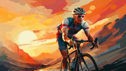 Race Bicycles in Flat Style Artwork