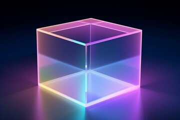 Glowing rectangular prism for your screens. Generative AI - obrazy, fototapety, plakaty