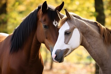 Obraz premium two horses nuzzling each other