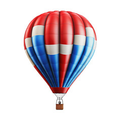 Red blue hot air balloon isolated on transparent background