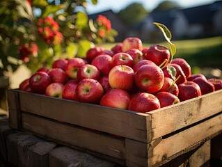 box with red apples