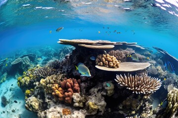Fototapeta premium restored coral reef with vibrant marine life