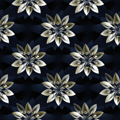 Papercut floral 3d plants flowers repeat pattern