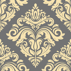 Orient vector classic pattern. Seamless abstract background with vintage elements. Orient gray and golden pattern. Ornament barogue wallpaper