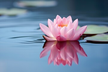 lotus flower floating on serene pond surface