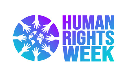 December is Human Rights Week background template. Holiday concept. background, banner, placard, card, and poster design template with text inscription and standard color. vector illustration.
