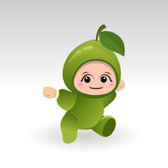 Vector Guava fruit kawaii cartoon character vector funny Guava fruit kawaii illustration