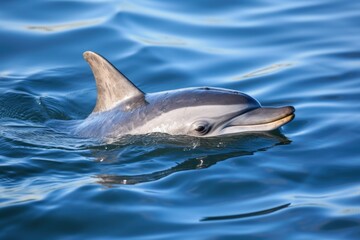 Fototapeta premium a dolphin swimming freely, far from fishing nets