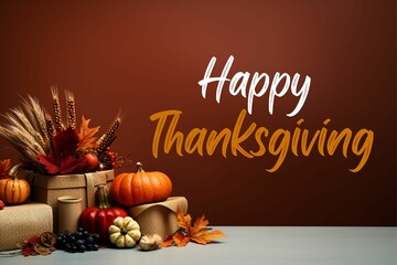 Happy Thanksgiving day  social media post celebration illustration background thanksgiving greeting autumn concept 
 - obrazy, fototapety, plakaty
