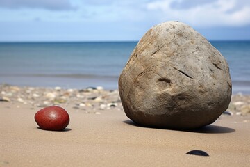 a large and a medium size rock next to a small pebble