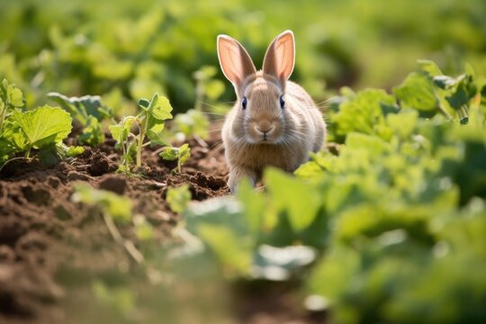 rabbit hopping in a peaceful clover patch