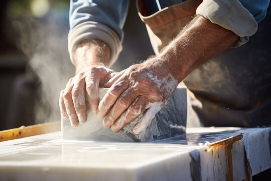 a sculptor smoothing a block of marble