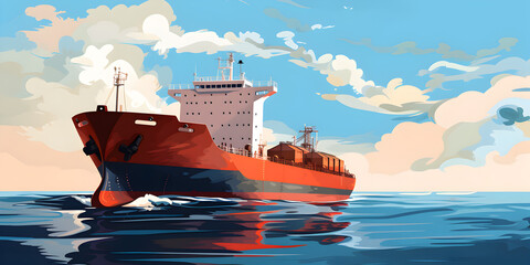 Art background of tanker ship in the ocean