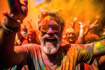 Obraz premium A joyful man in paint. Holi Festival of colors.